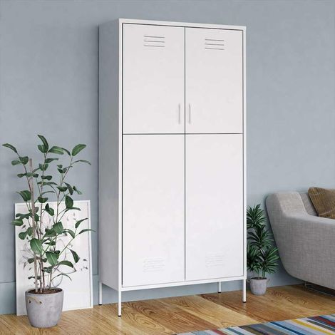 336251 Wardrobe White 90x50x180 cm Steel vidaXL (1/5)
