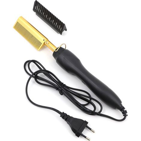 Peigne chauffant électrique,Peigne électrique, utilisable sur cheveux secs ou mouillés, 33,5 x 3,2 cm, prise aux normes européennes (1/5)