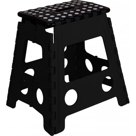 Venteo - Marche Pied Pliant MODELE MOYEN - Résiste jusqu'à 150kg de charge - Pliable - Hauteur 32cm - 32x29x22 cm - Noir