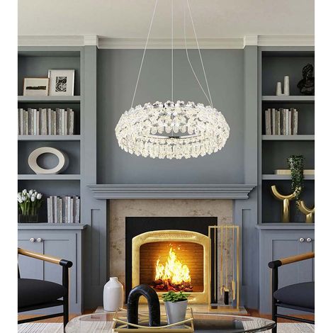 Pendelleuchte Pendellampe Esstischleuchte Kristalle chrom 1 flammig LED H 150 cm