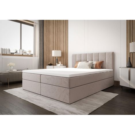 Lit Boxspring Adalle Iii - Beige - 180x200 Cm - Lit Moderne - Design Élégant - Matelas À Ressorts Bonnell (1/5)