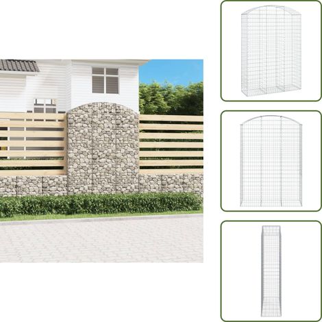 Panier de gabions arqué 150x50x200/220 cm Fer galvanisé - Paniers De Gabions - Mur De Gabions - Clôture Végétale - Décoration Jardin - Séparation Jardin (1/5)