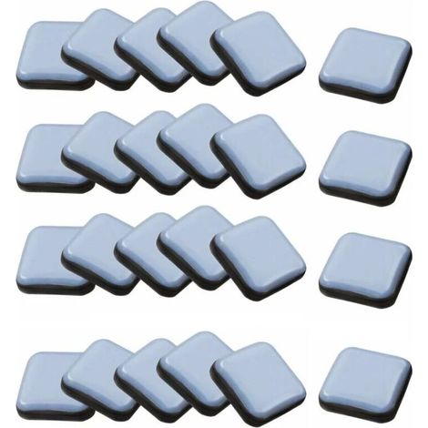 24 PCS Patins Glisseurs pour Meubles Auto-adhésifs, Patins en Téflon Carrés 25×25mm pour Chaise,Canapé,Bureau,Table,Fauteuil (1/4)