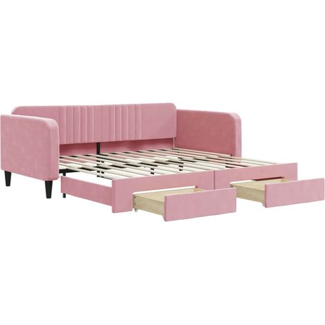 Sofá cama nido con cajones terciopelo rosa 100x200 cm vidaXL