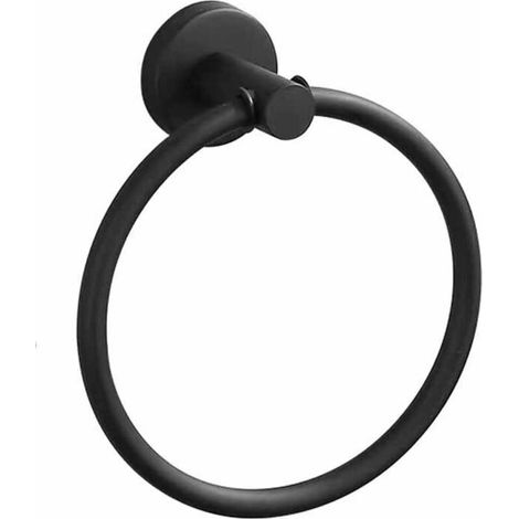Porte-Serviettes, Anneau Porte Serviettes Mural Givré Noir en Acier Inoxydable , Porte Serviette Rond pour Salle de Bain, Cuisine (Noir)