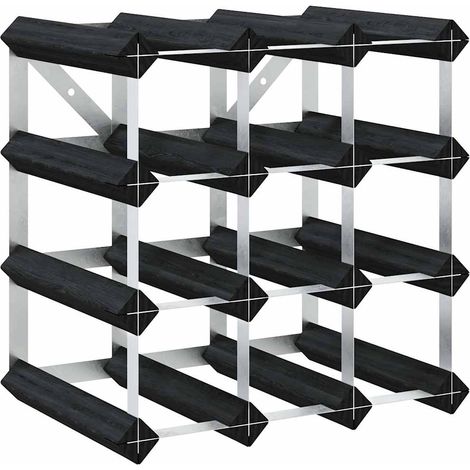 Maison Exclusive - Weinregal für 12 Flaschen Schwarz Massivholz K (1/5)