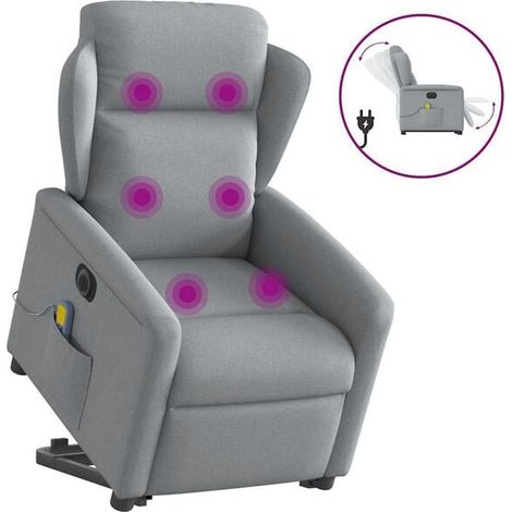 Chaise longue de massage électrique réglable en tissu gris clair – fonction chauffage, 3 modes de massage, inclinaison 0-180°, pour salon ou bureau (1/5)