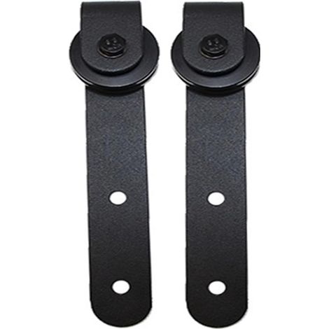 Kit de quincaillerie pour porte de grange 1 ensemble de porte de grange coulissante à Rail classique noir Double porte matériel à voie, Guide de sol porte coulissante accessoires de porte d'entrepôt F (1/5)