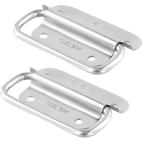 2 Poignées Pliantes, Poignées Traction d'Acier Inoxydable, Porte en Métal Extracteur Poignée, Poignée de Boîte, Poignées de Caisse Pliantes pour Boîte à Outils (1/5)