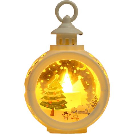 Lanterne Lumineuse De Noël - LED Ronde Portable Avec Motif Père Noël Arbre De Noël - Décoration Fenêtre Extérieur Intérieur - Lot De 1 (1/5)