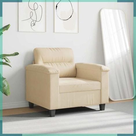 359553 Chaise de canapé crème 60 cm tissu microfibre (1/5)