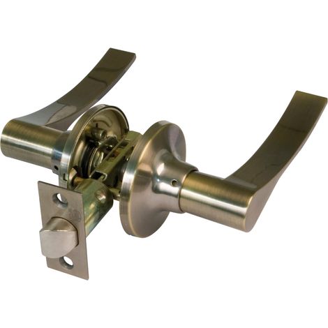 Poignée de Porte avec Serrure à Chant Carré - Rosace - Entraxe 60/70 mm - Cuir - Zamak - pour portes en bois de 35 à 45 mm - Réglable et Réversible - Mod. 711 (1/5)