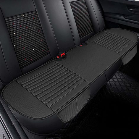 Coussin Siège Arrière Universel - 1 Pièce - Cuir et Coton - Respirant et Antidérapant - Pour Voiture - Noir 130x48cm (1/5)