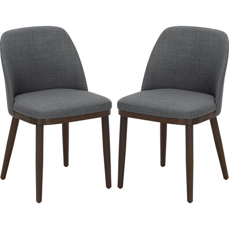 COLAMY 2er-Set Esszimmerstühle – Design-Stühle mit Stoffbezug und Massivholzbeinen, ideal für Wohnzimmer, Küche oder Esszimmer – Grau