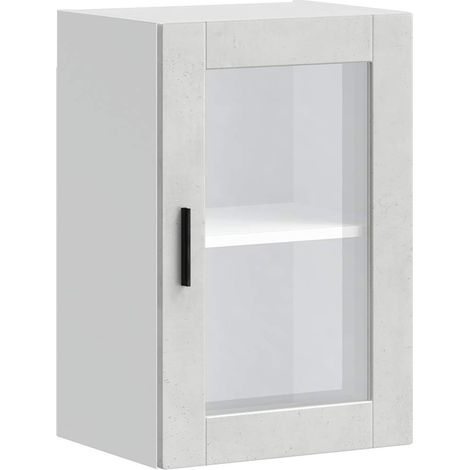 vidaXL Armario de pared para cocina puerta cristal Porto gris hormigón (1/2)