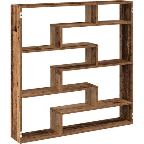 Étagère cube murale,Étagère flottante 7 compartiments vieux bois bois ingénierie CFW88723 (1/5)