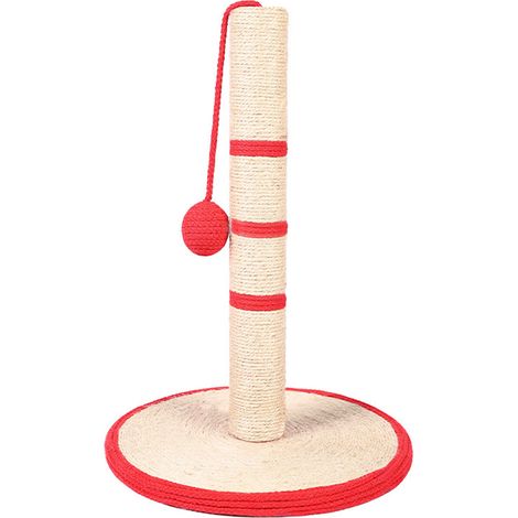 Griffoir Pour Chat - Poste En Sisal Naturel - Rose Rouge - Pour Intérieur - 1 Pièce (1/5)