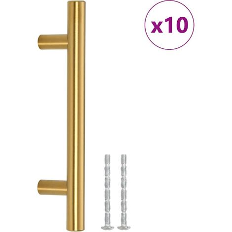 vidaXL Tiradores para armarios 10 uds acero inoxidable dorado distancia entre orificios de 96 mm longitud total de 150 mm (1/2)