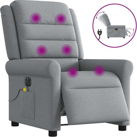 Massagesessel Elektrisch Hellgrau Stoff