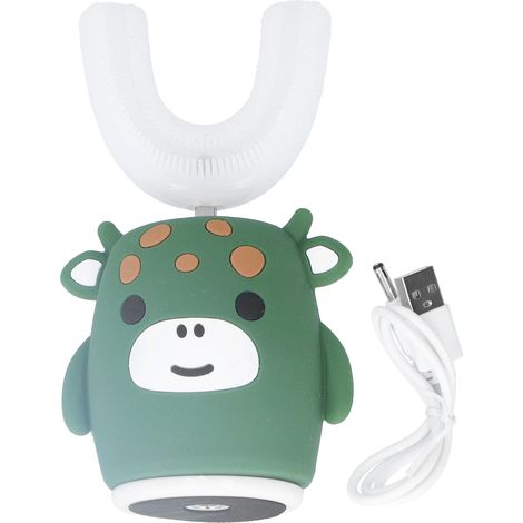 Brosse à dents électrique portable pour enfants en forme de U - Voyage - Mignon - Vert (1/5)