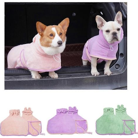 Serviette de bain à capuche pour chat à séchage rapide, peignoir doux et ultra-absorbant pour chien, accessoires pour animaux de compagnie - Rose (1/4)