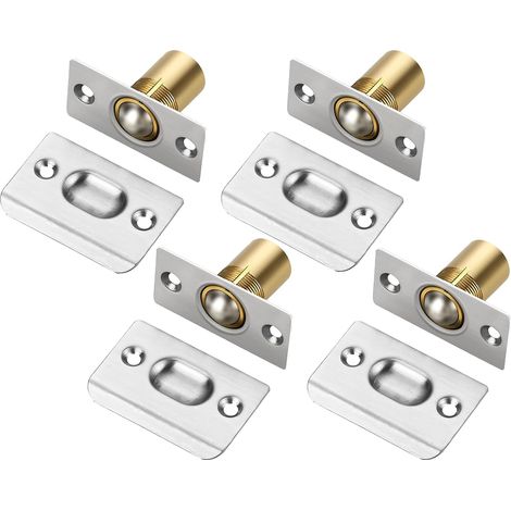 2pcs Loquet à Bille de Porte, Réglable Fermeture à Bille Verrou de Boule de Porte en Acier Inoxydable Loqueteau à Bille Fermoir Loquet Bille Roller Ball Meubles Loquet de Porte argent (1/5)