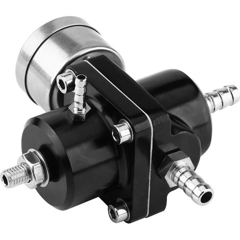 Kit de manomètre et régulateur de pression de carburant universel en alliage d'aluminium avec tuyau, réglable de 0 à 140 PSI (1/5)
