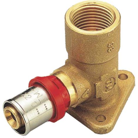 "GOMITO FEMMINA FLANGIATO A PRESSARE PER TUBO MULTISTRATO TIEMME Ø14 x 1/2"""" - H.40 mm"