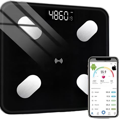Pèse-personne analytique intelligent 180 kg + 31 en 1, compatible Android et iOS, avec précision. (1/5)