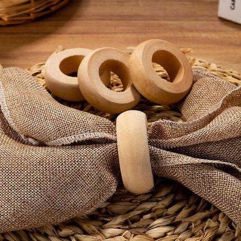 Lot de 10 ronds de serviette en bois, porte-serviettes, ronds de serviette pour Noël (1/4)