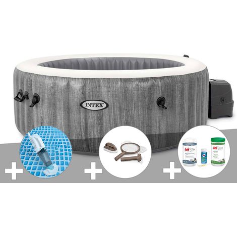 Kit spa gonflable Intex PureSpa Baltik rond Bulles 4 places + Aspirateur + Kit d'entretien + Kit de traitement brome
