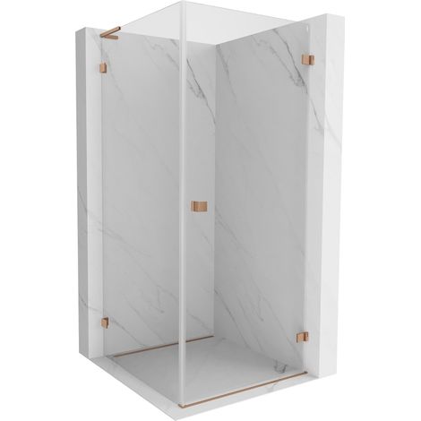 Mexen Lunar-B L cabine de douche pivotante droite 100 x 100 cm, transparent, cuivre brossé - 832L-100-100-65-00-P (1/5)