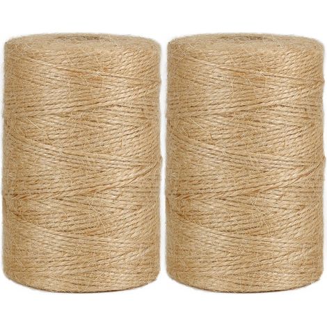 Lot de 2 Bobines de Ficelle en Jute de 200 m, Ficelle de Jute Marron pour Le Jardin, Les Cadres Photo, Les Plantes et Les Loisirs Créatifs (1/5)