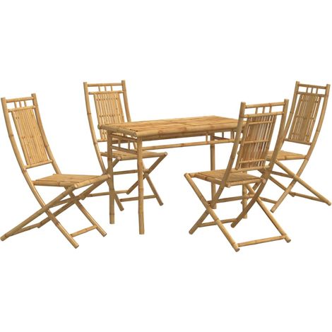 Maison Exclusive - 5-tlg. Garten-Essgruppe Bambus
