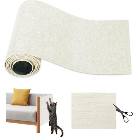 Protection anti-griffures pour canapé pour chat, protection anti-griffes pour canapé pour chat, protection anti-griffures pour chat - 40 × 200 cm blanc cassé (1/5)