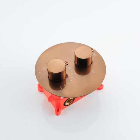 FugaFlow Eccelente Robinet thermostatique encastré - corps encastré - rond - Cuivre brossé