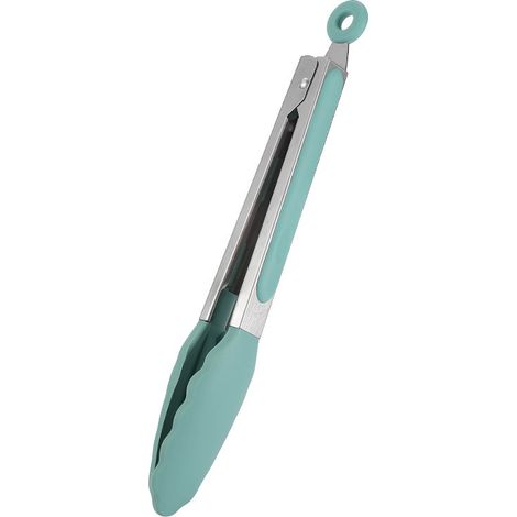 Pinces alimentaires en acier inoxydable et silicone, pinces à steak antiadhésives, pinces à pain de 23 cm, pinces à barbecue, ustensiles de cuisine (vert foncé) (1/5)