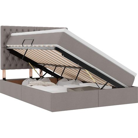 Maison Exclusive - LED-Speicherbett mit Matratze Taupe 140 x 200