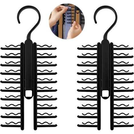 2Pcs Noir Cintres Porte Cravates, Cintre de Cravate avec 20 Crochets, Crochet Ceinture Crochet Cravate Cintre, Organisateur de Ceinture (1/5)