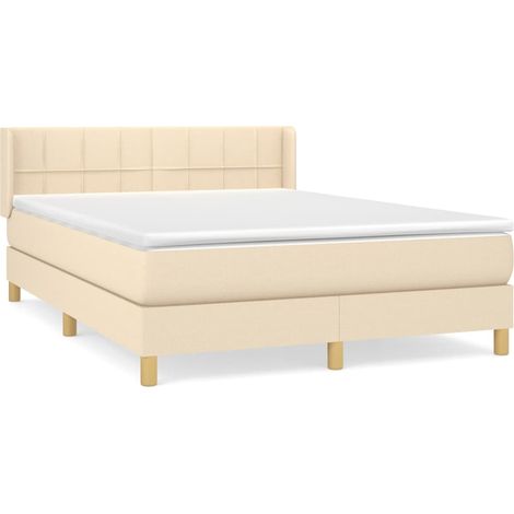 Maison Exclusive - Sommier à lattes de lit avec matelas Crème 140x190 cm Tissu (1/5)