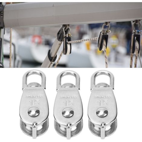 Vente de 10 poulies simples M15 en acier inoxydable (1/5)