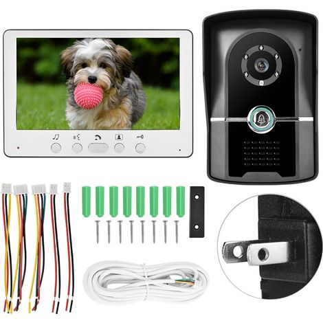 Interphone vidéo filaire avec écran LCD TFT 7 pouces, vision nocturne infrarouge, alimentation 110-240 V (États-Unis).-AquaForge