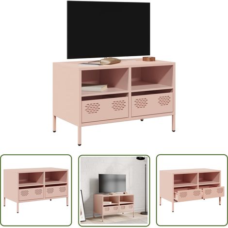 vidaXL Meuble TV rose 68x39x43,5 cm acier laminé à froid (1/5)