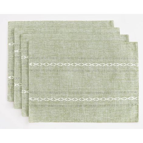 Waschbare Platzsets im amerikanischen Stil, 30 x 50 cm, 4er-Set, wiederverwendbare Platzsets aus Baumwolle und Leinen, hitzebeständig und langlebig, geeignet für Küchen und Esszimmer (grün).