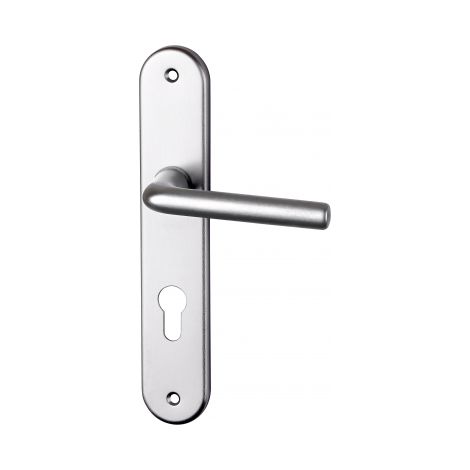Ouvre&Déco – Poignée de porte d'entrée à cylindre – Aluminium anodisé argent – Entraxe 195 mm – Compatible serrures 3/5 points