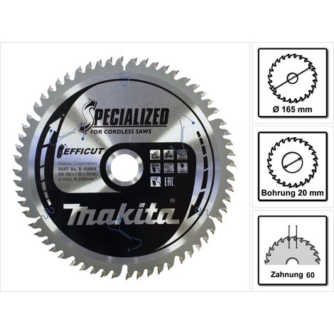 Makita  B-69864 Kreissägeblatt 165 x 20 x 1.85 mm Zähneanzahl: 60 1 St.