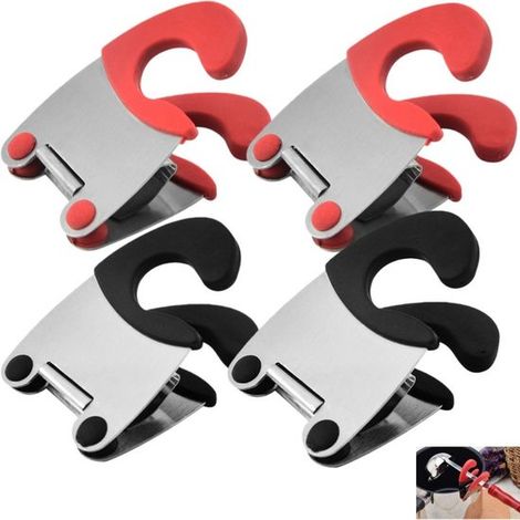 Pinzas para ollas y soportes para cucharas de acero inoxidable rojo y negro, 2 piezas, soporte para utensilios de cocina anti-quemaduras para ollas, cuencos y sartenes, 8,1 x 4,8 cm (1/5)
