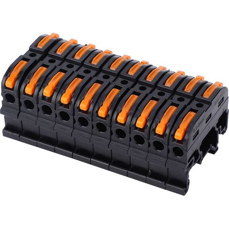 10 connecteurs de câbles de type rail PCT-211 0,2-4 mm Bornier de câblage rapide à pression (noir) (1/5)