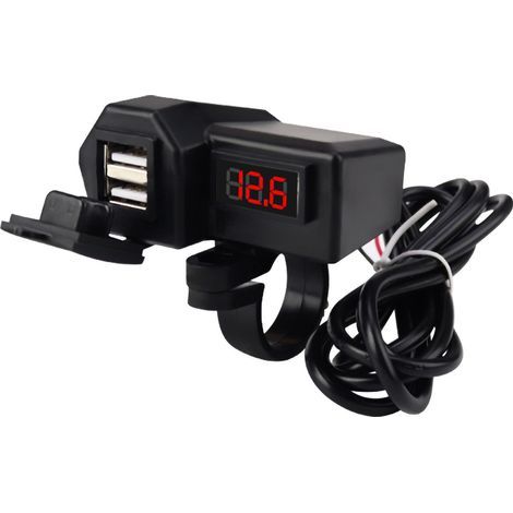 Chargeur de téléphone moto double USB rapide avec voltmètre, adaptateur multifonction CD-3197 (2 en 1) (1/2)