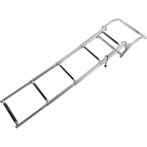 Échelle de pont pliante à 4 marches en acier inoxydable 316 poli, idéale pour les voiliers, les yachts et les piscines. (1/5)